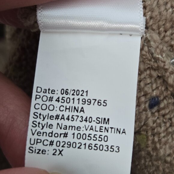 LOGO by Lori Goldstein Size 2X Tan Color Blocked Speckled  Button Front Cardigan - Picture 4 of 10